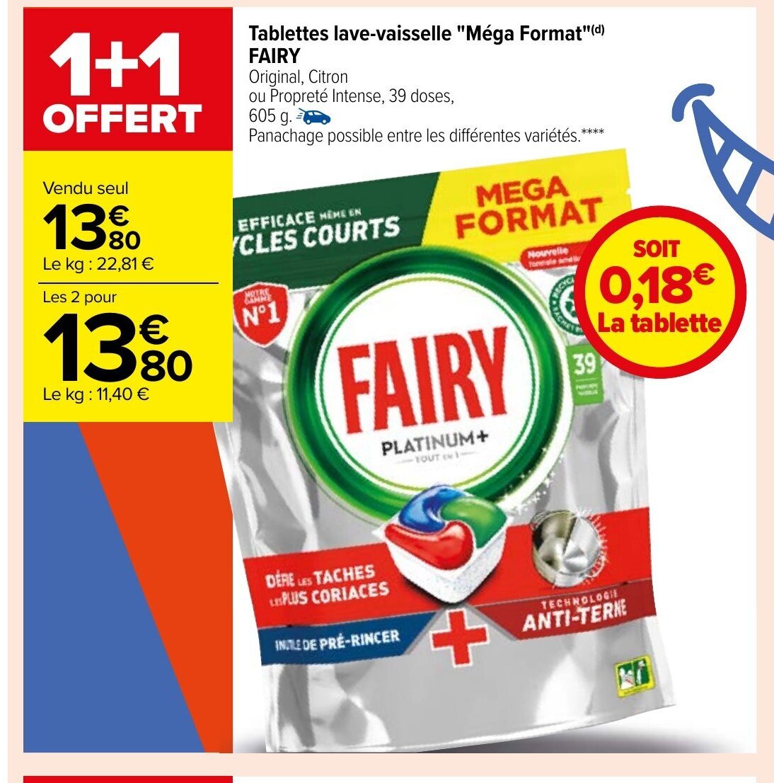 Promo Tablettes Lave Vaisselle Mega Format Fairy Chez Carrefour