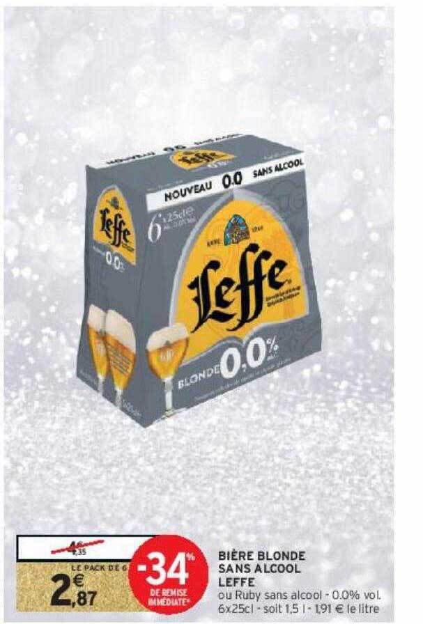 Promo Bière blonde sans alcool leffe chez Intermarché Hyper