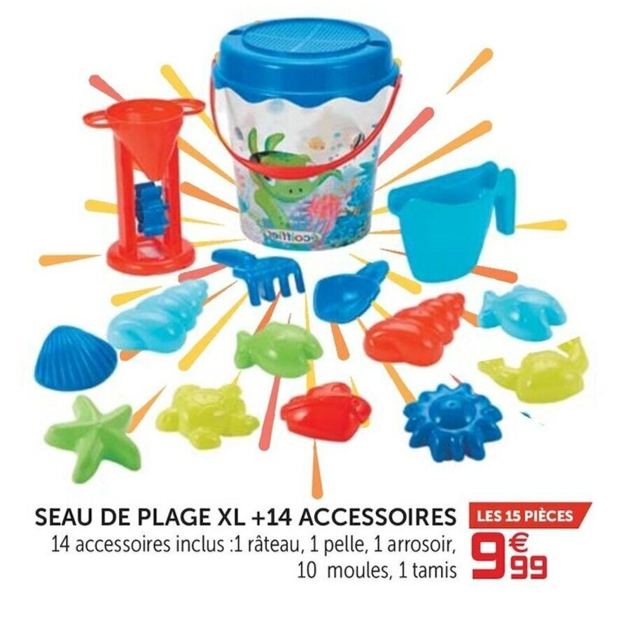 Promo Seau De Plage Xl 14 Accessoires Chez Gifi