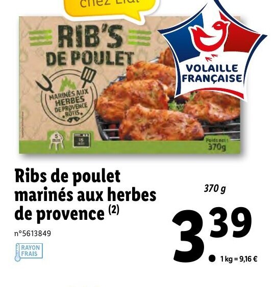 Promo Ribs De Poulet Marin S Aux Herbes De Provence Chez Lidl