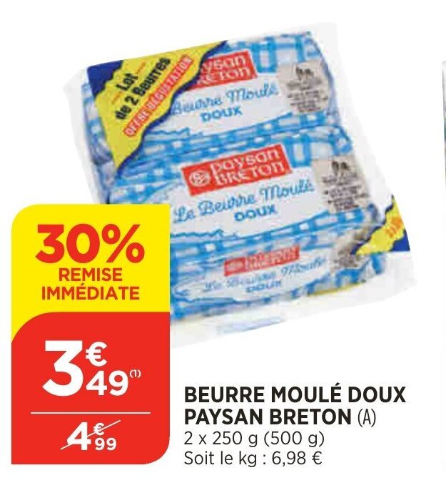 Promo Beurre Moul Doux Paysan Breton Chez Bi