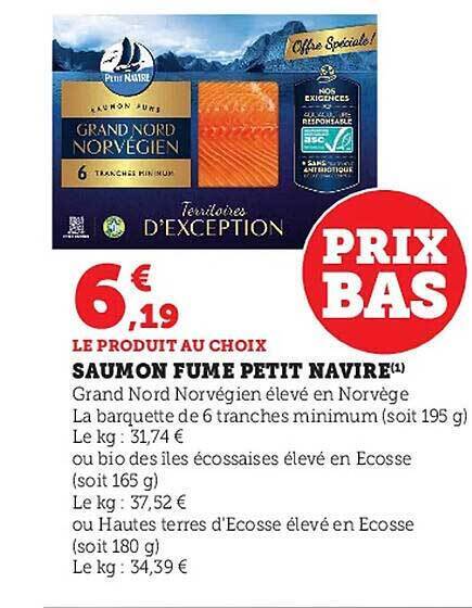 Promo Saumon fumé petit navire chez Hyper U