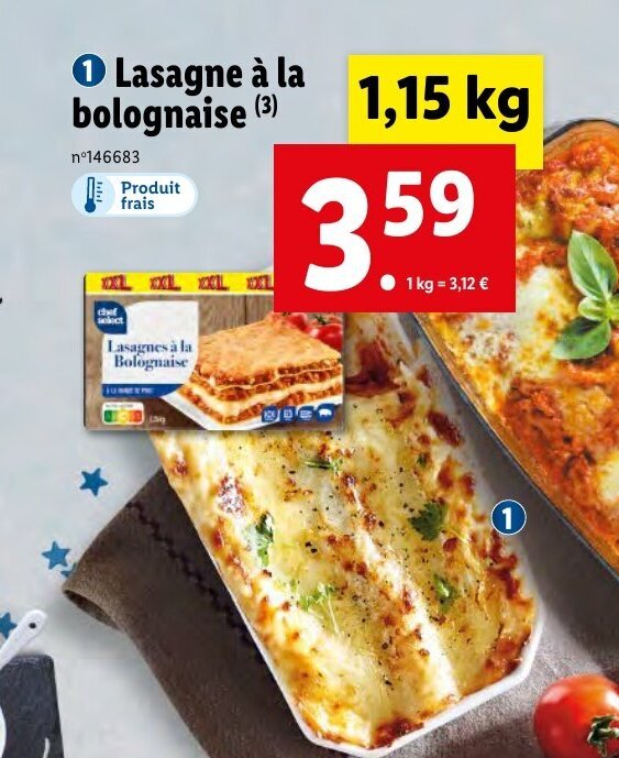 Promo Lasagne A La Bolognaise Chez Lidl