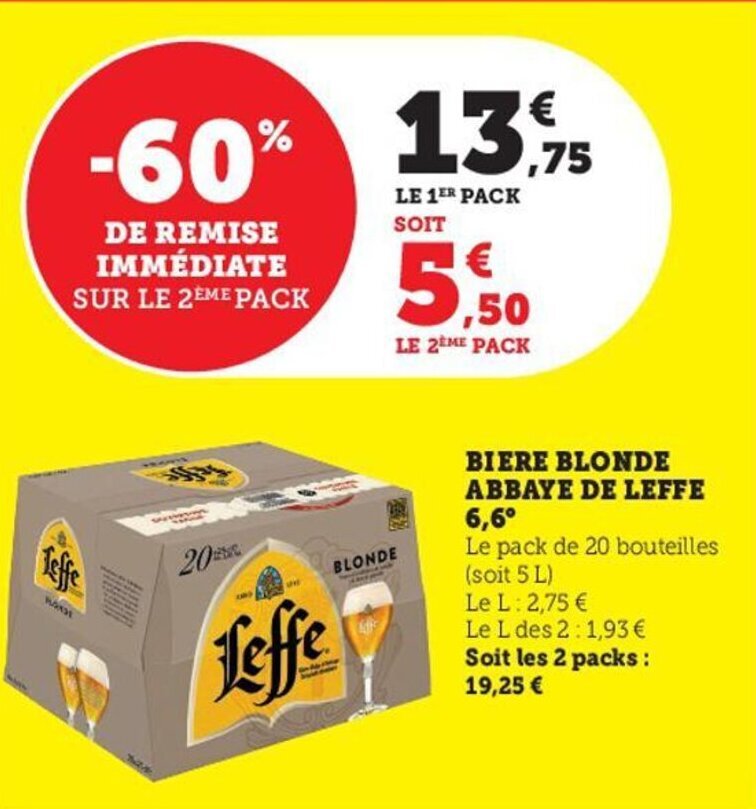 Promo Biere Blonde Abbaye De Leffe 6 6 Chez Hyper U