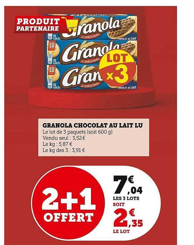 Promo Granola Chocolat Au Lait Lu Chez Super U