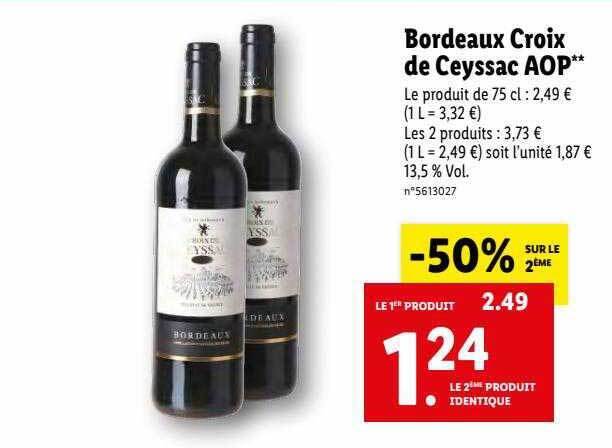 Promo Bordeaux Croix De Ceyssac Aop Chez Lidl