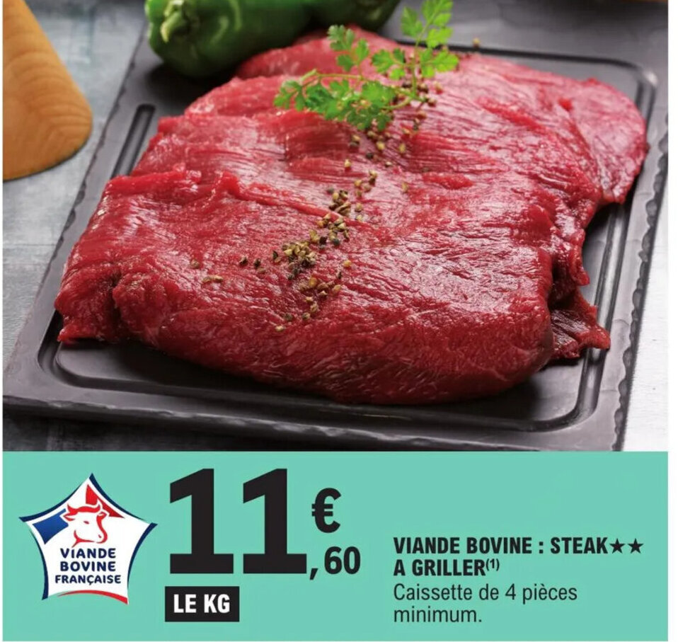 Promo Viande Bovine Steak A Griller Chez E Leclerc