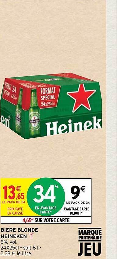 Promo Bi Re Blonde Heineken Chez Intermarch Hyper