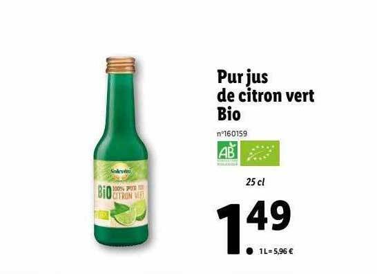 Promo Solevita Pur Jus De Citron Vert Bio Chez Lidl