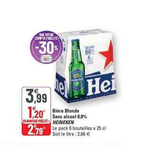 Promo Bi Re Blonde Sans Alcool Heineken Chez G