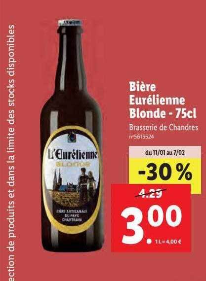 Promo Bière eurélienne blonde chez Lidl