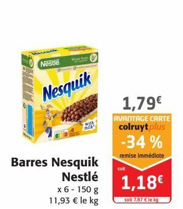 Promo Barre nesquik nestlé chez Colruyt