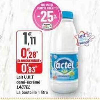 Promo Lait u h t demi écrémé lactel chez G20