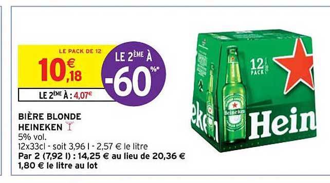 Promo Bière blonde heineken chez Intermarché Contact