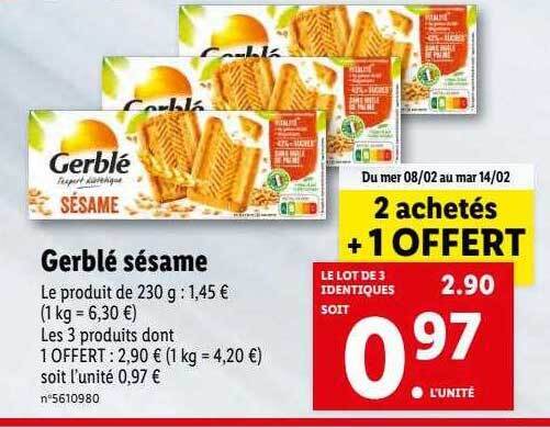 Promo Gerblé sésame chez Lidl