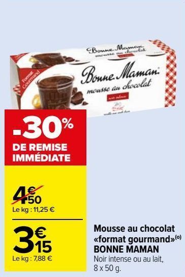 Promo Mousse Au Chocolat Format Gourmand O Bonne Maman Chez Carrefour