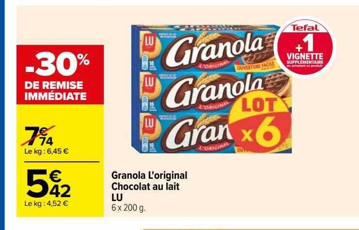 Promo Granola L Original Chocolat Au Lait Lu Chez Carrefour