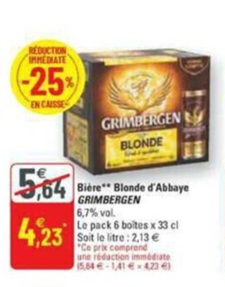 Promo Bi Re Blonde D Abbaye Grimbergen Chez G