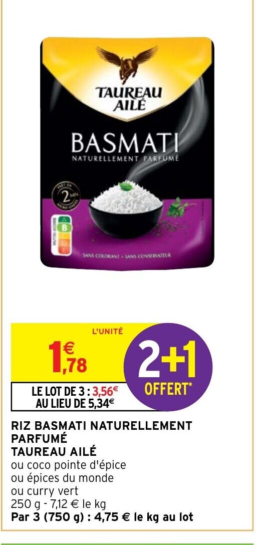 Promo Riz Basmati Naturellement parfume taureau aile chez Intermarché Hyper