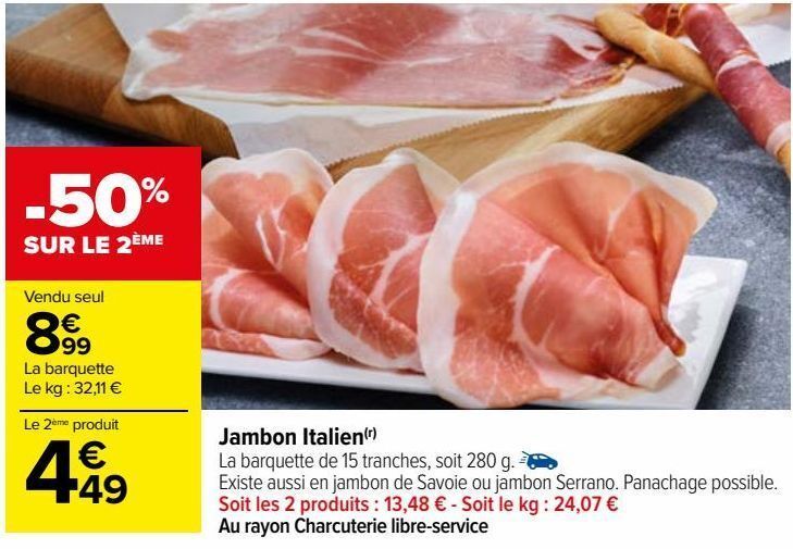 Promo Jambon Italien Chez Carrefour