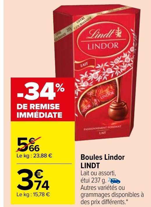 Promo Boules Lindor Lindt Chez Carrefour Market