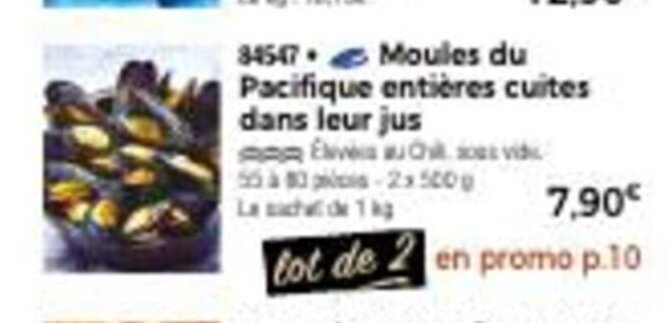 Promo Moules du Pacifique Entières Cuites Dans leur Jus chez Thiriet