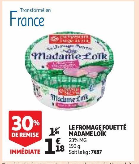 Promo Le Fromage Fouett Madame Lo K Chez Auchan Supermarch