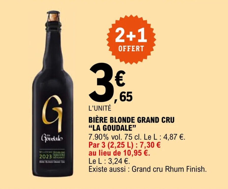 Promo Bière blonde grand cru LA GOUDALE chez E Leclerc