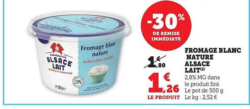 Promo Fromage Blanc Nature Alsace Lait Chez Hyper U