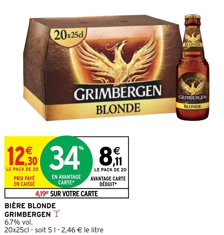 Promo Bi Re Blonde Grimbergen Chez Intermarch