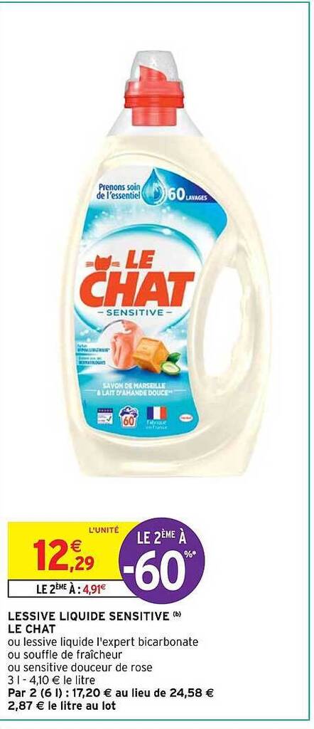 Promo Lessive Liquide Sensitive Le Chat Chez Intermarch Hyper