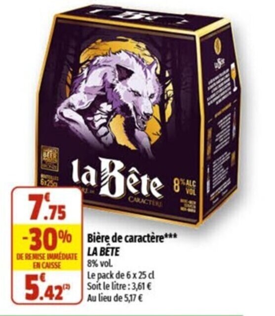 Promo Bière de caractère LA BETE chez Coccinelle Supermarché