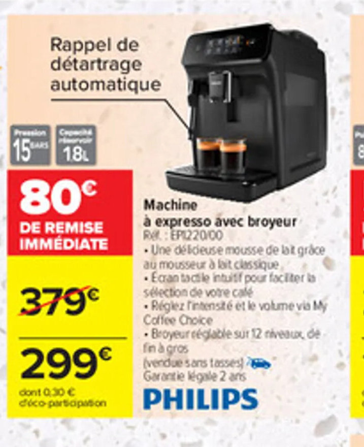 Promo Philips Machine A Expresso Avec Broyeur Chez Carrefour