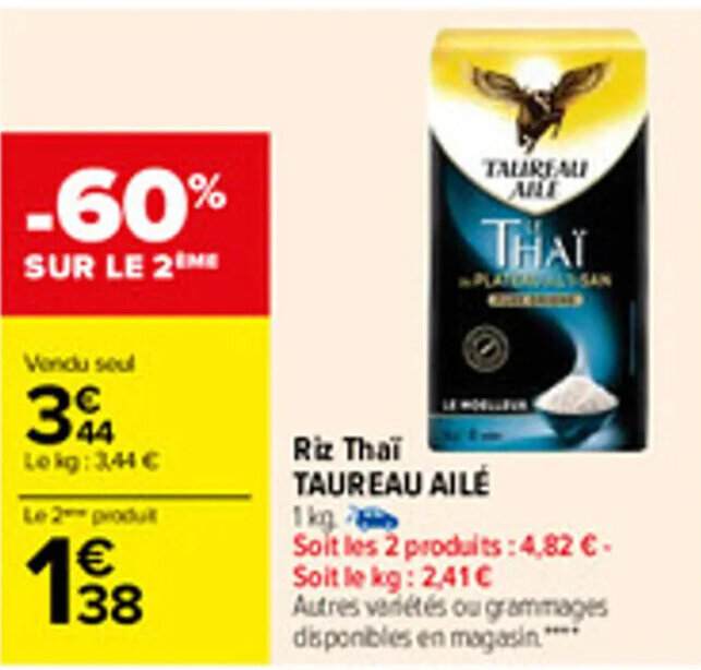 Promo Riz thaï TAUREAU AILÉ chez Carrefour