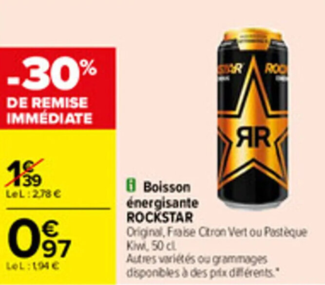 Promo Boisson énergisante ROCKSTAR chez Carrefour