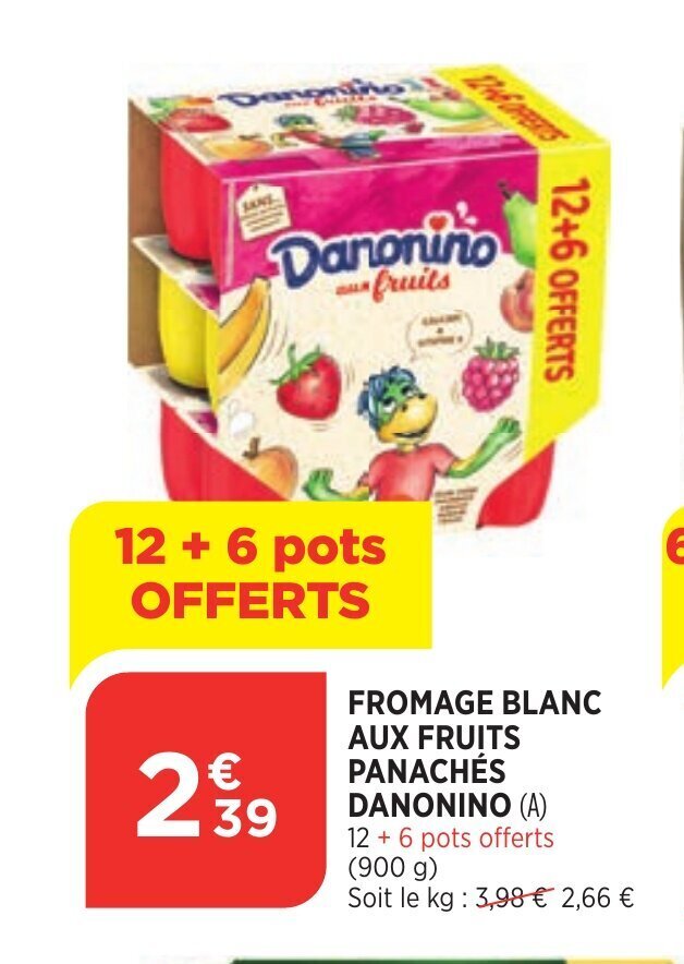 Promo Fromage Blanc Aux Fruits Panaches Danonino Chez Bi