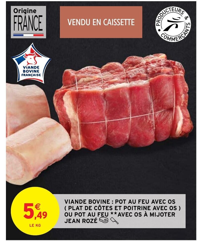 Promo Viande Bovine Pot Au Feu Avec Os Plat De Cotes Et Poitrine