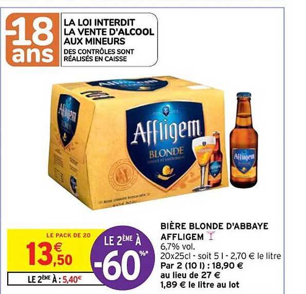 Promo Bière blonde d abbaye affligem chez Intermarché Contact