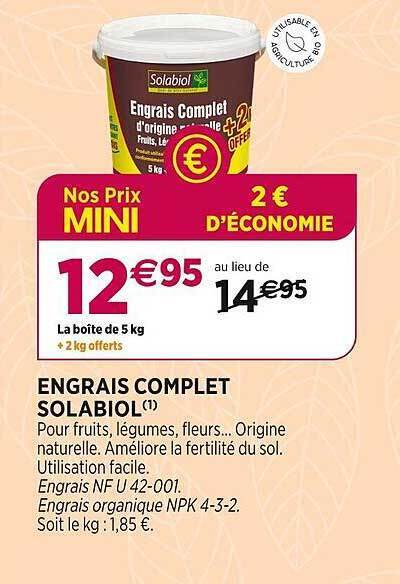 Promo Engrais Complet Solabiol Chez Delbard