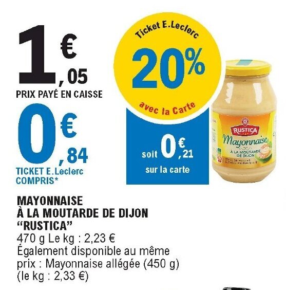 Promo Mayonnaise à la moutarde de la moutarde de dijon rustica