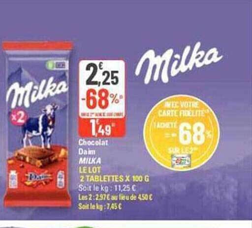 Promo Chocolat Daim Milka Chez G20