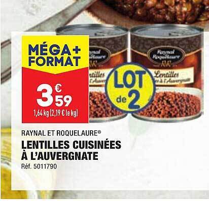 Promo Lentilles Cuisin Es L Auvergnate Raynal Et Roquelaure Chez Aldi