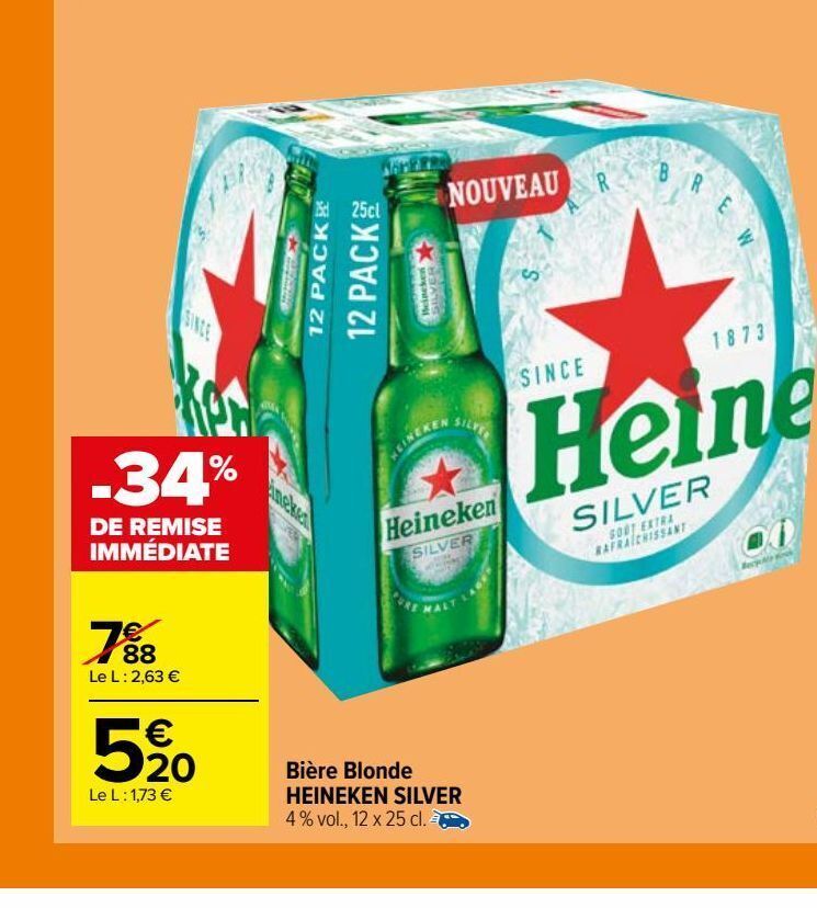 Promo Bi Re Blonde Heineken Silver Chez Carrefour