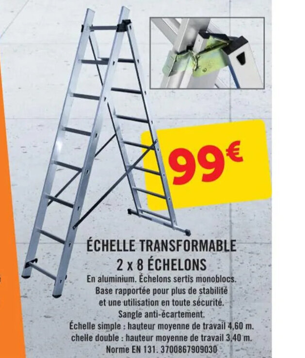 Promo Echelle Transformable 2 X 8 Echelons Chez E Leclerc