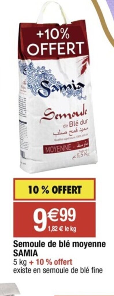 Promo Semoule De Ble Moyenne Samia Chez Cora