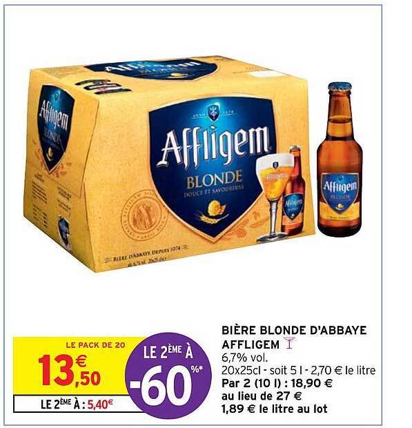 Promo Bière blonde d abbaye affligem chez Intermarché Hyper