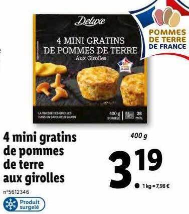 Promo Mini Gratins De Pommes De Terre Aux Girolles Deluxe Chez Lidl