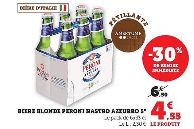 Promo Bière blonde peroni nastro arrurro 5 chez Super U