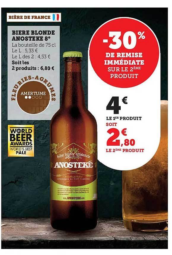 Promo Bière blonde anosteke 8 chez Super U