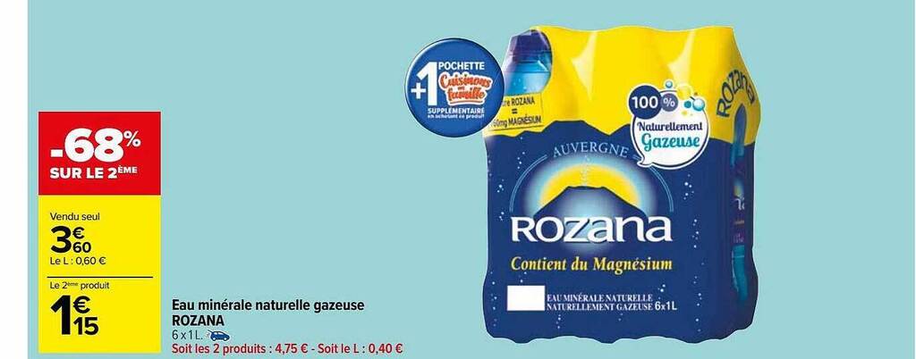 Promo Eau Min Rale Naturelle Gazeuse Rozana Chez Carrefour Market